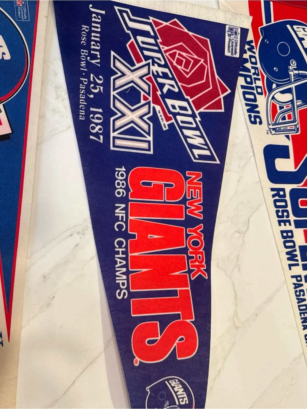 NFL New York Giants Vintage Super Bowl & NFC Champion Pennant Set  1987 Vintage